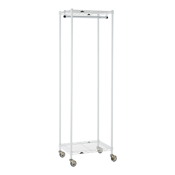 Stainless Steel Rolling Garment Rack With top and middle rack and storage area 