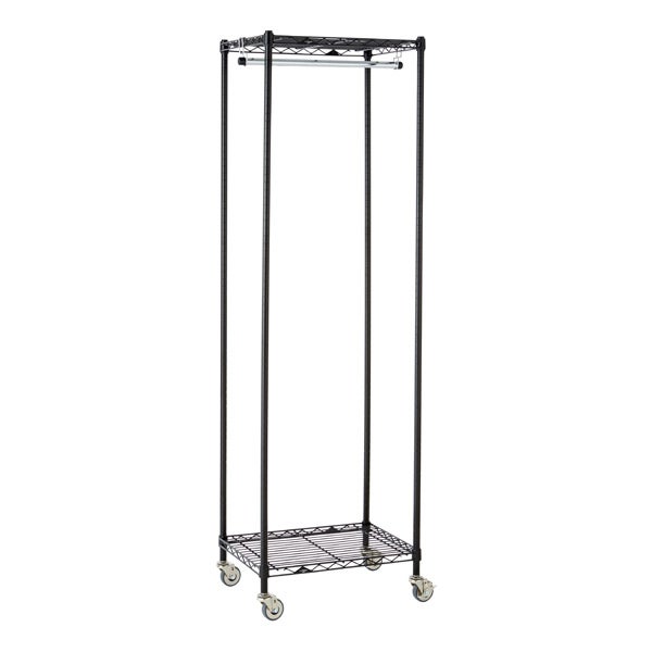 Black Clothing Rack with Shelf,Boutiques Retail Industrial Clothing  Rack,Heavy Duty Garment Rack,Multiple Uses Hanging Rack for Home and  Retail(Black)