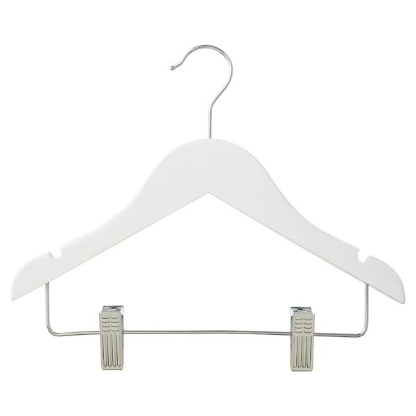 Children S White Wooden Hangers The Container Children S Wood Hanger With Clips White Pkg 3