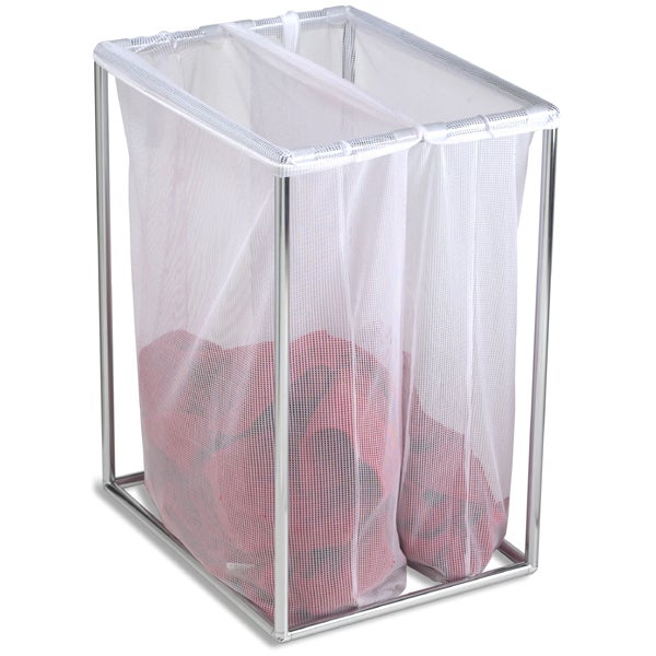 Chrome Double Laundry Bag Stand The Container Chrome Double Laundry Bag Stand