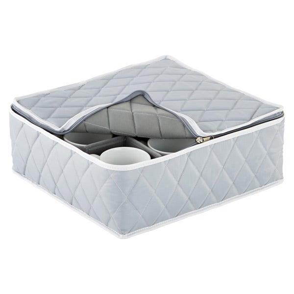 Grey Quilted Cup/Mug & China Storage Case