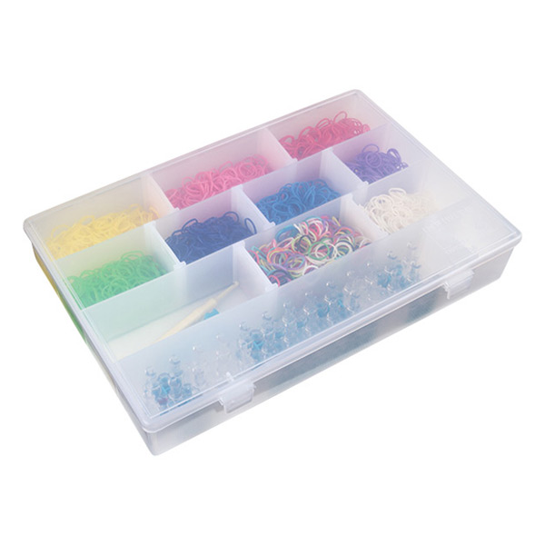 WingsShop 2 Pack 15 Large Grid Organizer Box Clear Plastic Adjustable Compartments Storage Container with Removable Dividers for Beads Washi Tape Small Parts Jewelry Earring Crafts and Tackle 