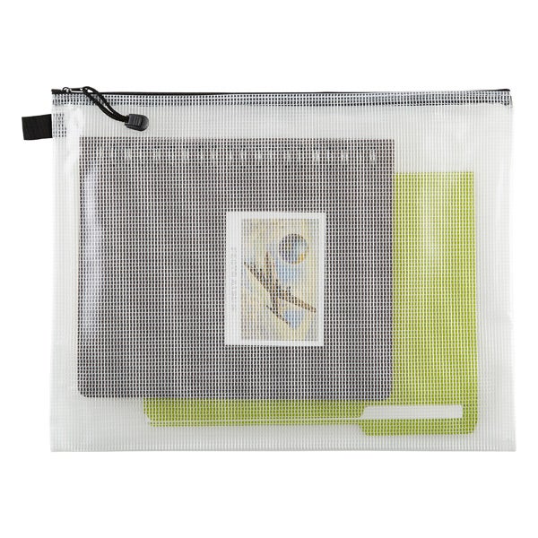 Aqua Small Zippered Vinyl Mesh Pouch I Avery Elle