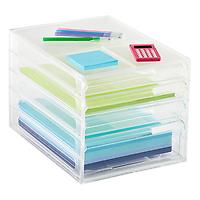 livinbox 4-Drawer Desktop Paper Organizer Clear