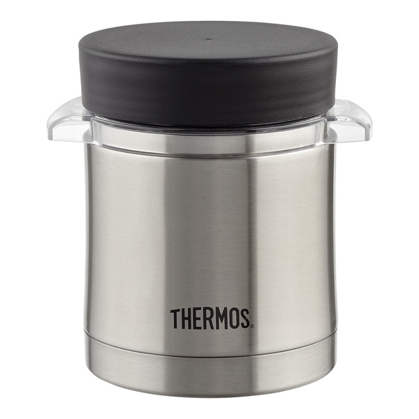 Stainless Steel Food Jar w/ Microwavable Container Thermos 12 oz Silver/Black 