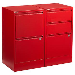 Bisley Red 2 3 Drawer Locking Filing Cabinets The Container Store