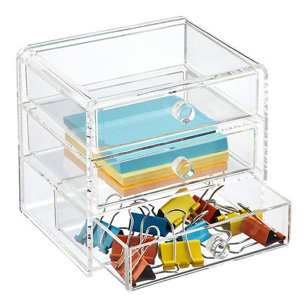 Acrylic Jewelry Organizer Box With 3 Drawers In LIGHT GRAY