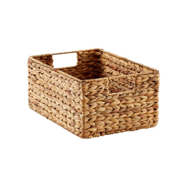 mDesign Water Hyacinth 3-Tiered Storage Baskets Floor Stand - White/Natural