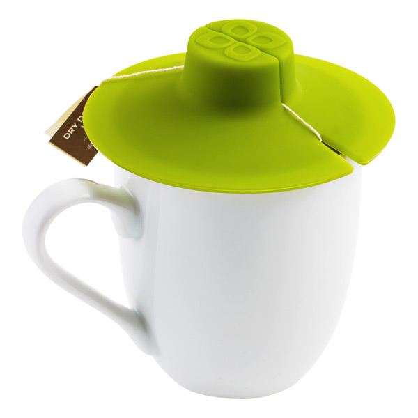 Silicone Tea Bag Buddy and Cup Cover Lid Green 3-Pack 