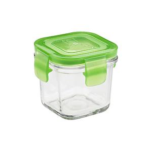 7 oz. Glass Container Square Green Lid