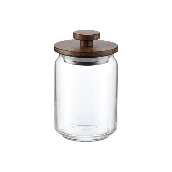 set of artisan glass canisters with walnut lids the container store set of artisan glass canisters with walnut lids the container store