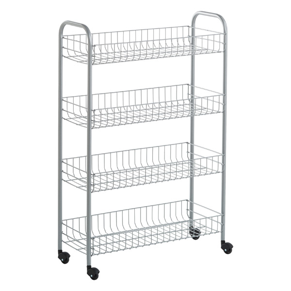Rolling Cart Silver 4 Tier Slim Rolling Cart The Container Store