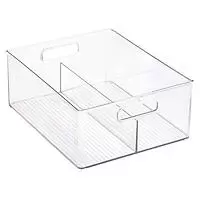 iDesign Linus Deep Divided Stacking Bin Clear