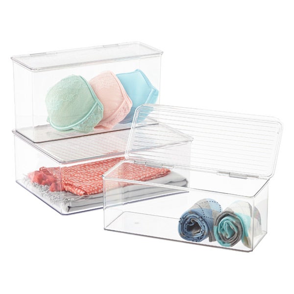 Hinged-Lid Stackable Boxes