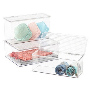 large plastic storage boxes with hinged lid