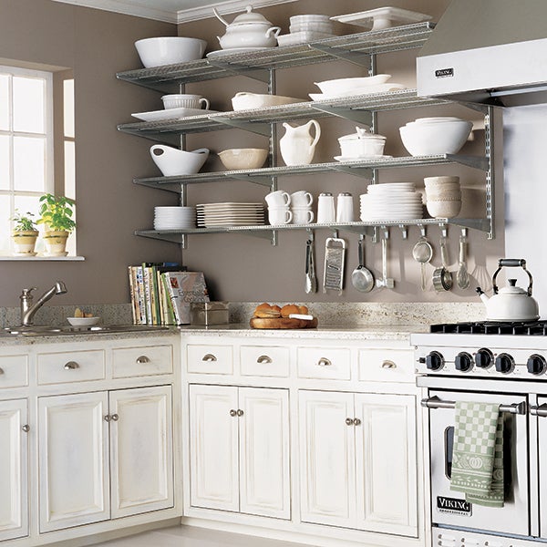 Kitchen Wall Shelves - Platinum Elfa Kitchen Wall | The Container Store