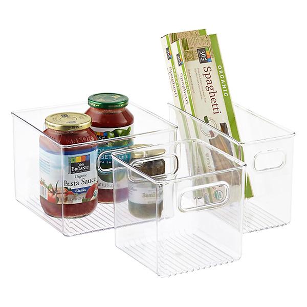 iDESIGN Linus Clear Plastic Fridge and Pantry Kitchen Organizers, Set of 4