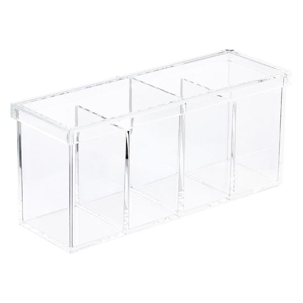 iDESIGN Clear Plastic 4-Tier Sectioned Kitchen Organizers, Set of 4
