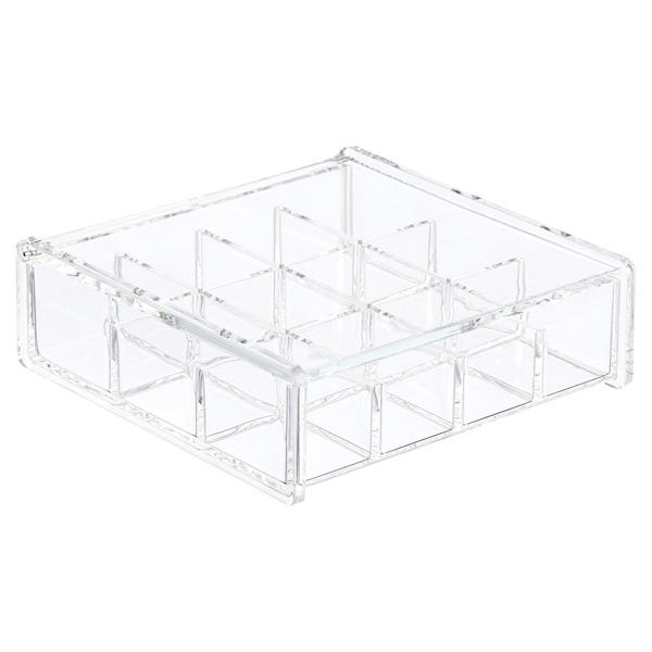 12-Section Acrylic Square Hinged-Lid Box | The Container Store