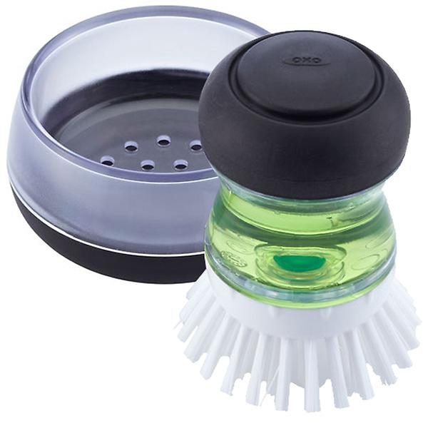 NEW OXO Good Grips Soap Dispensing Dish Brush Storage Set with 2 Refill  Brushes
