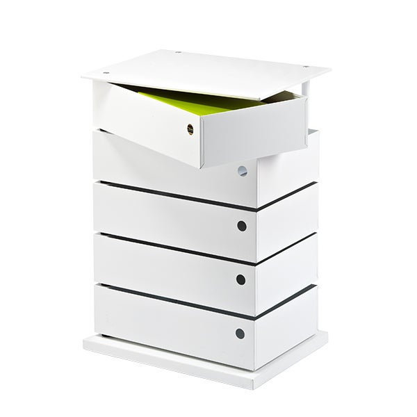 Large White 5 Bin Storage Tower