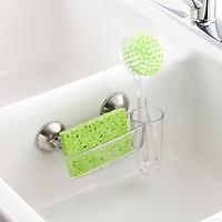 iDESIGN Power Lock Sink Cradle with Brush Holder Clear