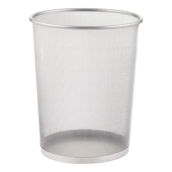 Silver Mesh Trash Can