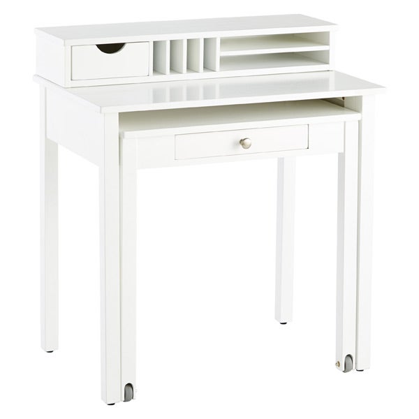 White Desk Solid Wood Roll Out The Container Roll Over To Zoom