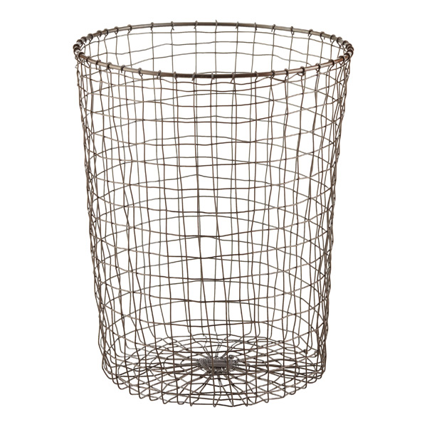 Industrial Gray Metal Wire Waste Basket Garbage Can Container Store New 14" tall 