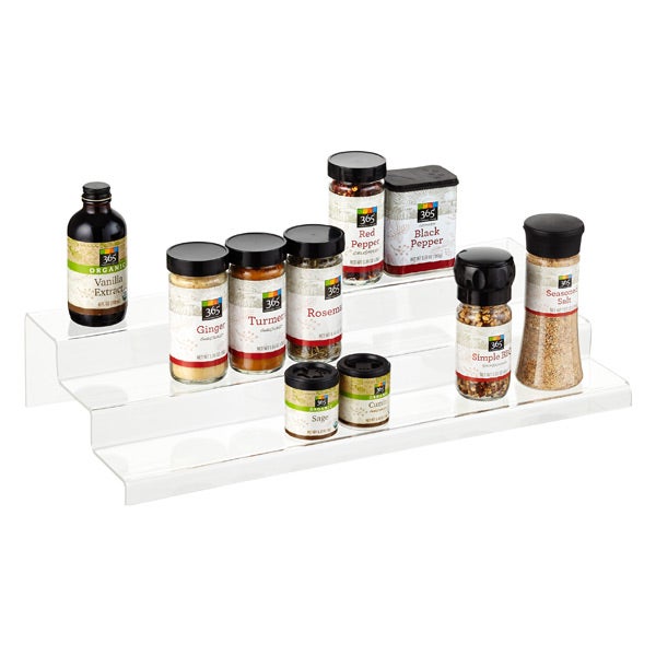 Tiered Spice Rack, Seasoning Organizer, Clear Acrylic Vertical Shelves, Can  Organizer for Countertop, Cabinet, Pantry, Kitchen