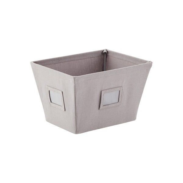 Grey Open Canvas Storage Bins With Labels The Container Open Canvas Storage Bins With Labels, Canvas Storage Bins Shelves