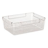 Deep Large Stacking Wire Basket Silver