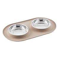 MESSY MUTTS Cat Double Silicone Feeder Grey