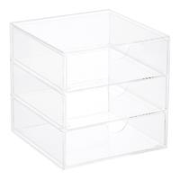 The Container Store Luxe Premium 3-Drawer Acrylic Accessory Box Clear