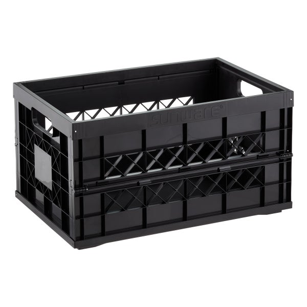 Plastic Storage Crates, Pack of 2 Stackable Plastic Storage Bins with Lids  Container Collapsible Crates Bins Basket for Home Office Kitchen Shoes