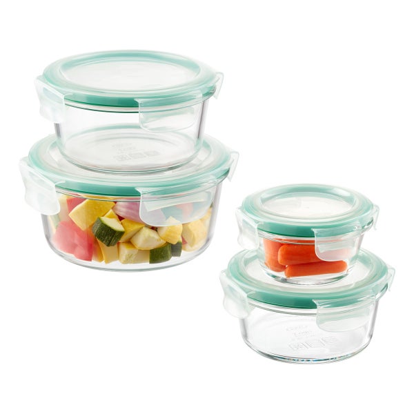 OXO Good Grips 8Piece Smart Seal Round Glass Food Storage Set The
