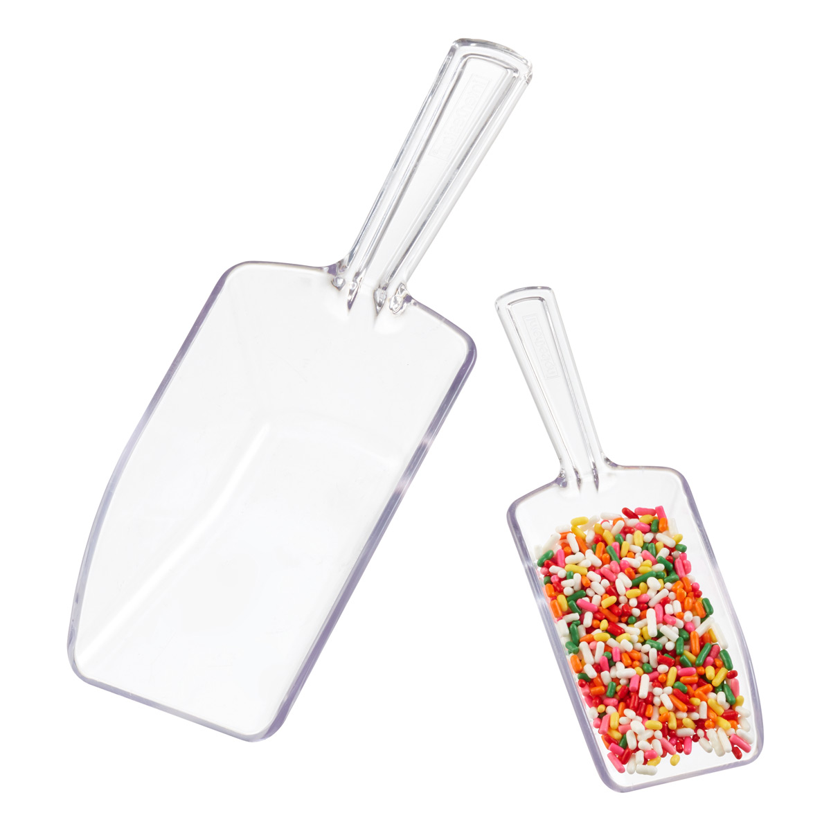 Todop Plastic Scoops Set 2 Pcs Small Measuring Spoons Clear Sweet Scoops Small Ice Scoop for Kitchen or Party