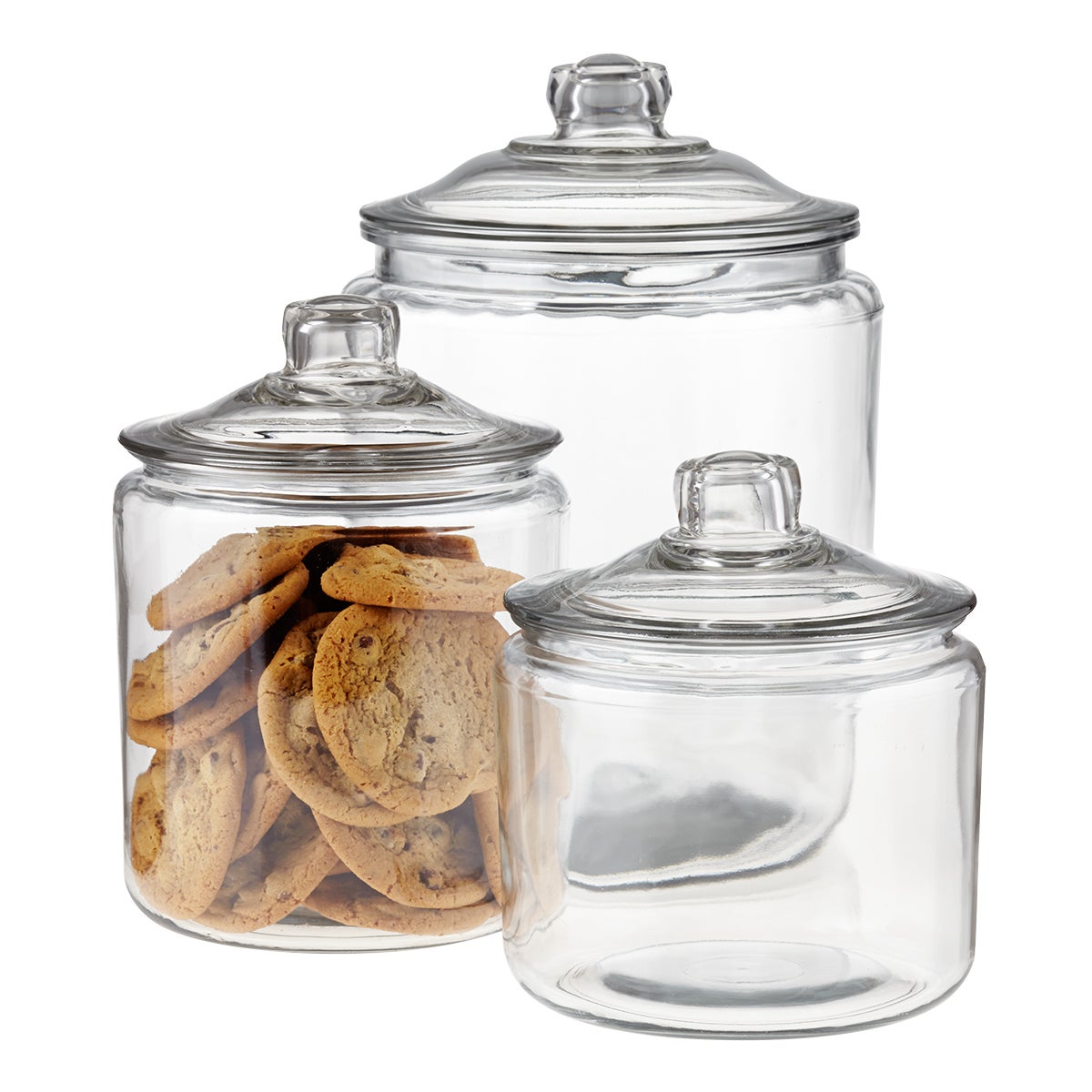 Anchor Hocking Glass Heritage Hill Jar with Glass Cover, Clear, 3 qt