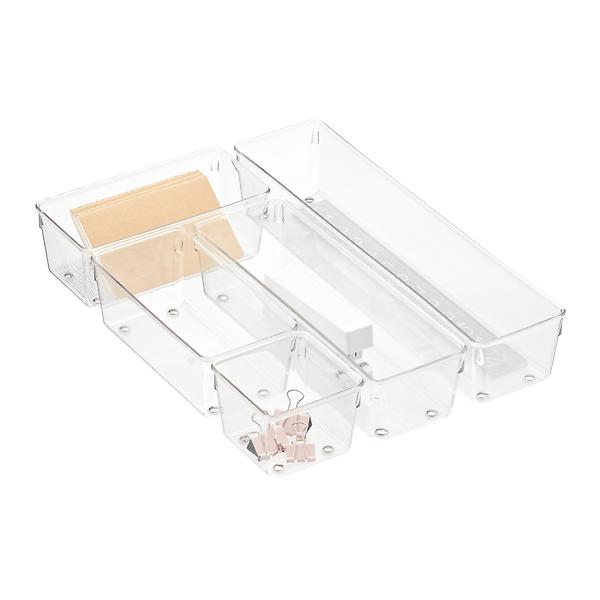 IDESIGN Linus Small 2-Section Drawer Organizer Clear 6x9x2