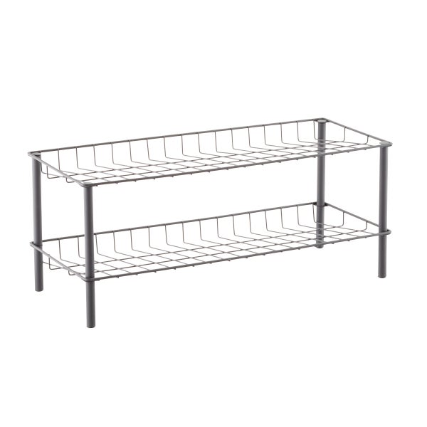 Graphite 2-Tier Metal Shoe Rack