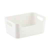 Small Plastic Storage Bin w/ Handles White