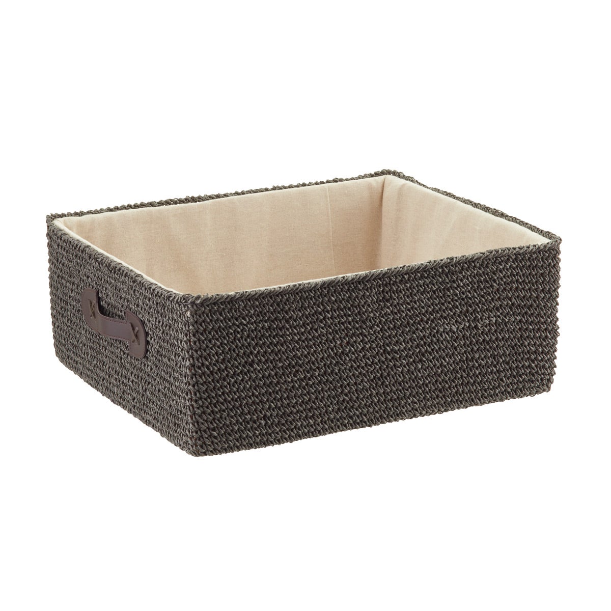 Grey Crochet Rectangular Storage Bins With Handles The Container