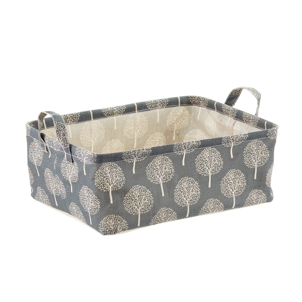 Grey Tree Print Fabric Storage Bins With Handles The Container