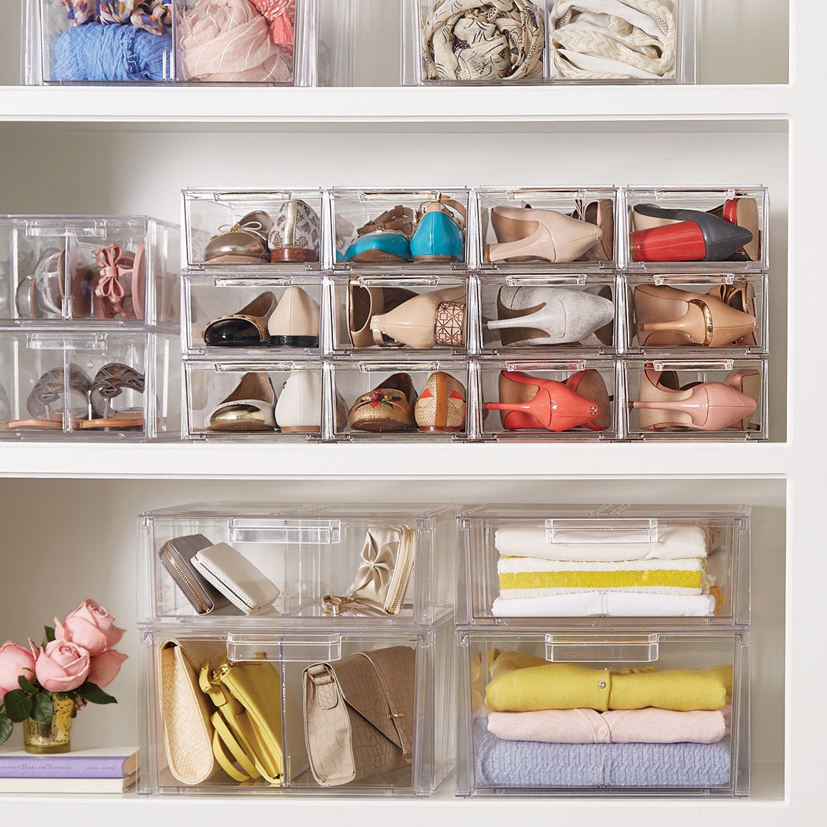 container store clear shoe boxes