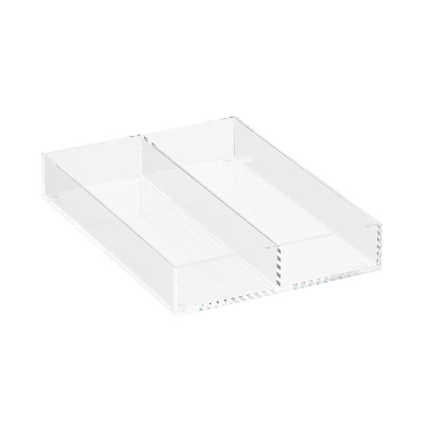 MDesign Plastic 2 Section Divided Closet Storage Bin, 2 Pack - Clear