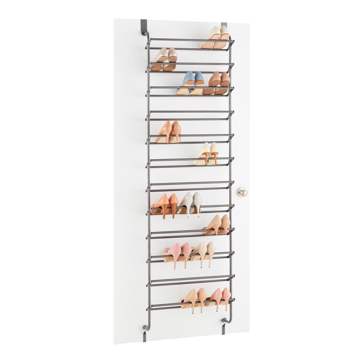 The Container Store 12-Tier Overdoor Shoe Rack White, 22-5/8 x 9-1/4 x 77 H