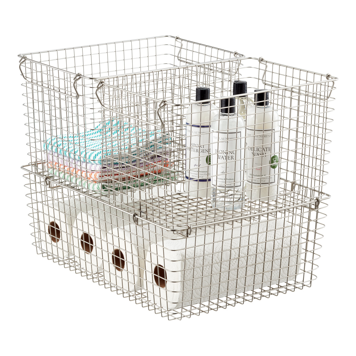 Stackable Wire Storage Baskets With Handles The Container