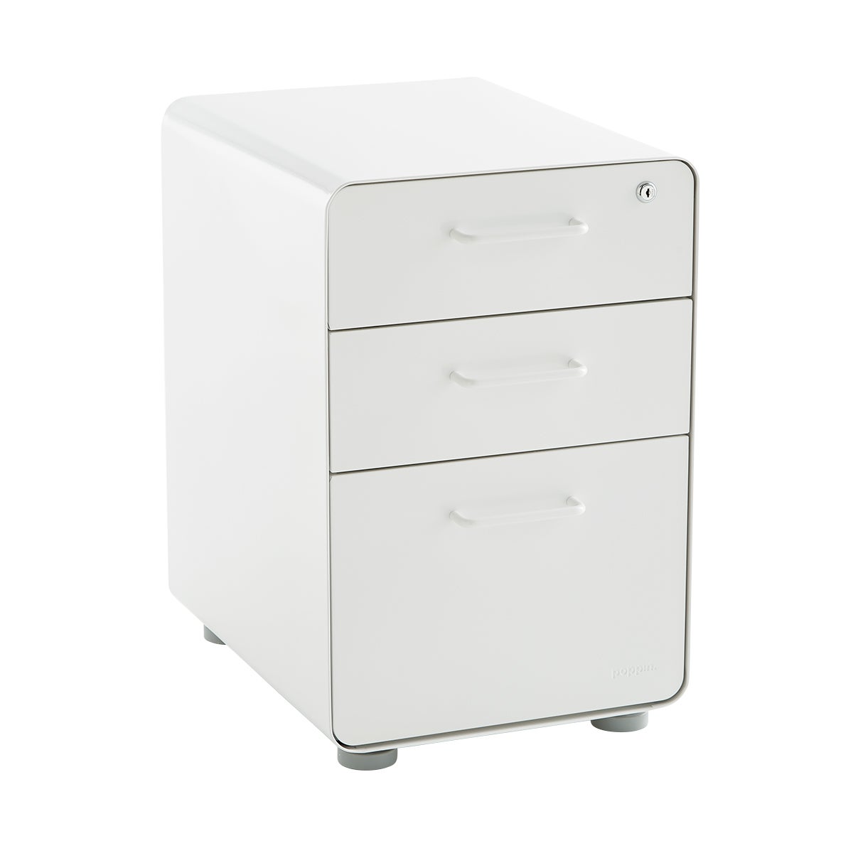 Poppin White 3-Drawer Stow Locking Filing Cabinet