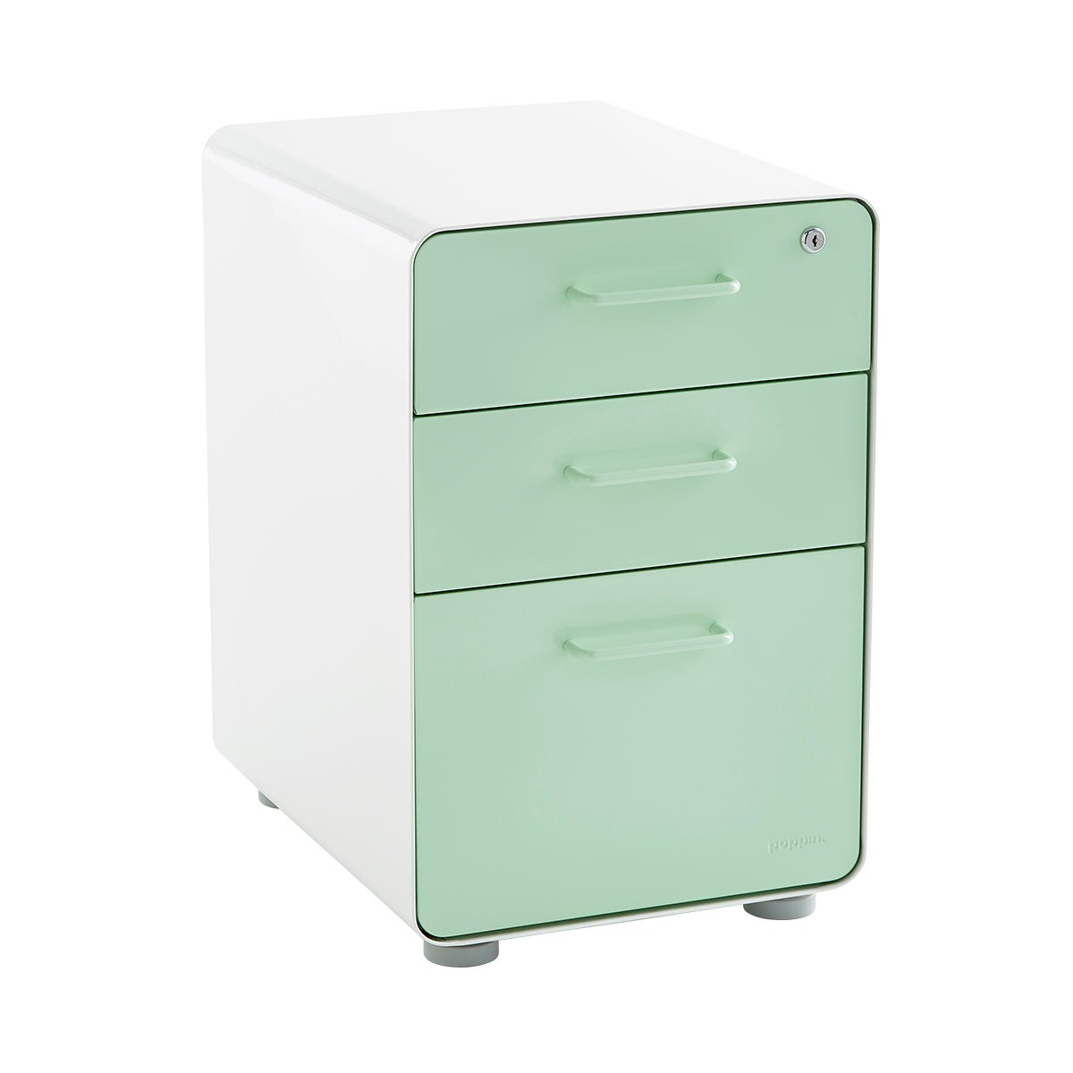 Poppin Mint 3 Drawer Stow Locking Filing Cabinet The Container Store