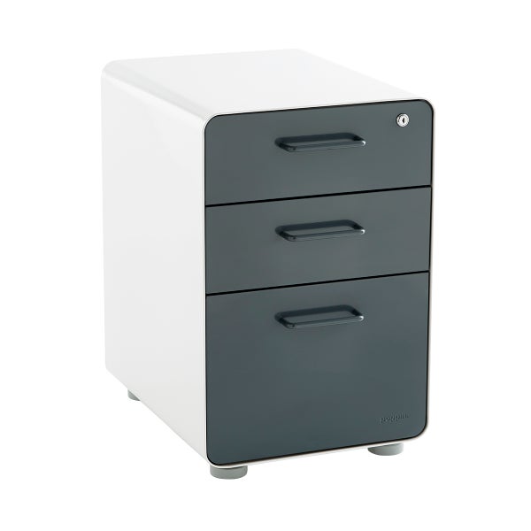 Poppin Dark Grey 3-Drawer Stow Locking Filing Cabinet